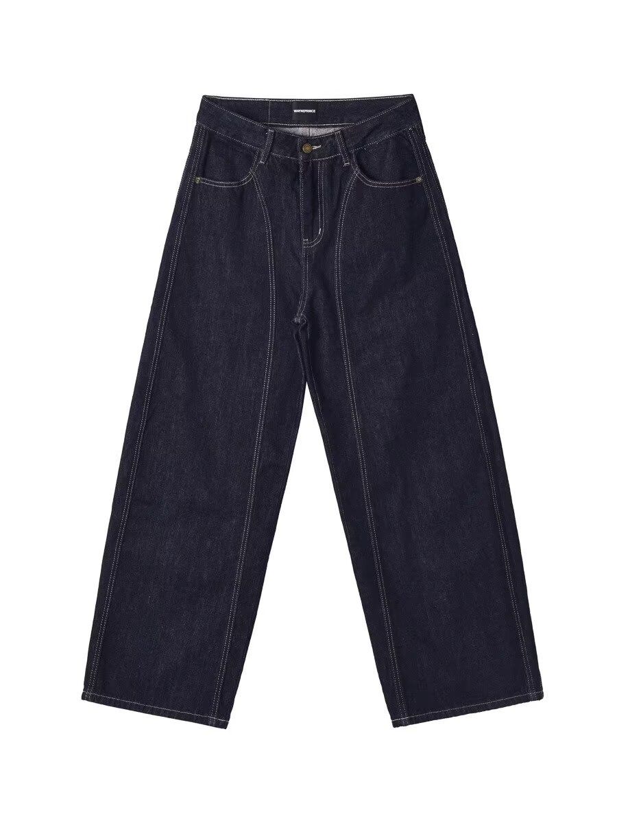 Vintage Black Carpenter Jeans – High Waist Raw Denim With Contrast Stitching (Unisex S-3xl, Heavyweight Workwear Fit)_mkmklike.com