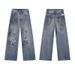 Men's Clothing Dirty Dyed Ripped Jeans For Men All Seasons Trendy Brand Design Wide Leg Pants Cleanfit Loose Trousers_mkmklike.com