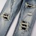 Men's Clothing Street Fashion Men's Jeans Distressed Light Blue Patch Hip Hop Slightly Elastic Slim Fit Skinny Jeans Men's Trend_mkmklike.com
