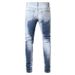 Pure Cross-Border Exclusive European Style Ripped Straight-Leg Washed White Trendy Men's Jeans 2019_mkmklike.com