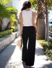 K New Straight Leg Jeans For Women, Loose And Comfortable Lace Up, Casual And Elastic High Waisted Pants_mkmklike.com