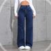 High Waist Women's Light Washed Jeans Loose Wide Leg Straight Pants Large Size Comfortable Fit Denim_mkmklike.com