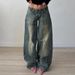 American Retro Heavy-washed Patchwork Low-rise Jeans For Women, Cross-border Loose Casual Long Pants_mkmklike.com