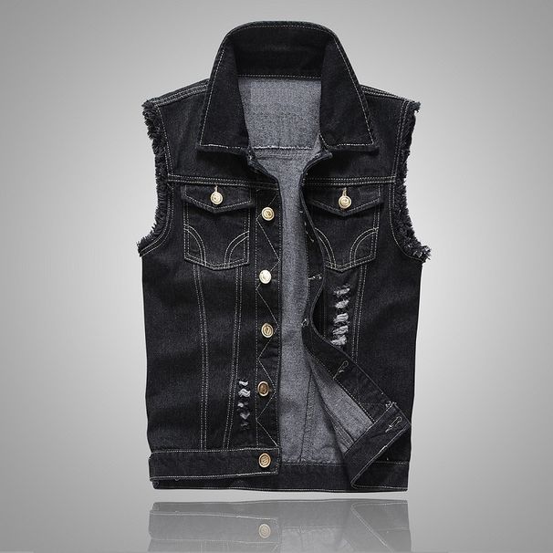 K Cowboy Vest Men's Sleeveless Camisole Slim Fit Denim Vest Top Plus Size_mkmklike.com