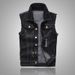 K Cowboy Vest Men's Sleeveless Camisole Slim Fit Denim Vest Top Plus Size_mkmklike.com
