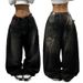 Men's Clothing Black Wide Leg Jeans For Couples, Mid-Rise Straight Denim Pants With Soft Drape, Comfortable Cotton Fabric For Casual Wear_mkmklike.com