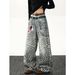 Vintage Leopard Print Wide-Leg Jeans - High-Waisted Loose Fit Casual Pants For Men & Women Fashion Trends_mkmklike.com