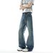 Men's Premium Cotton Blend Bootcut Jeans – Classic Straight-Leg With Stretch, Vintage Wash & Mid-Rise Comfort For Casual Wear_mkmklike.com