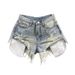 Women's High-Waisted Slimming Fringe Ripped Denim Shorts Summer 2026 A-Line Wide Leg Hot Pants Leg Lengthening Hot Girl Style_mkmklike.com