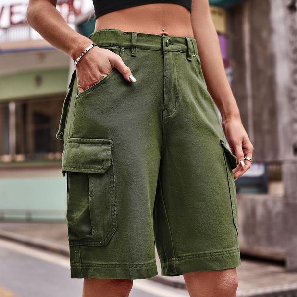 Women's Clothing Summer New Elastic Waist Denim Workwear Shorts Trend_mkmklike.com