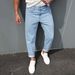 Men's Clothing Slim Fit Straight Leg Jeans Tapered Casual Cropped Length Versatile Small Straight Leg_mkmklike.com