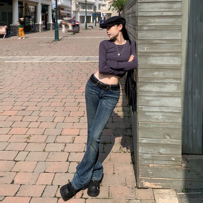 YC&American Retro Low-waist Sexy Stretch Slim-fit Versatile Flared Jeans For Women In Early Autumn & Extra-long Pants_mkmklike.com