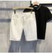 Men's Clothing White Shorts Trendy Casual Versatile Slim Jeans Thin Elastic Shorts_mkmklike.com