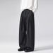 LKTM Old Fashioned Three Pleated Striped Curved Blade Jeans High End Wide Leg Men's Casual Dress Pants For Commuter_mkmklike.com