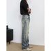 American High Street Style Men's Distressed Jeans With Rhinestones And Hot Stamping, Loose Fit, Straight Leg, And Slightly Flared, 2026 New Style._mkmklike.com