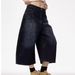 American Street Style Embroidered High-Waisted Slimming Loose Wide-Leg Jeans Unisex Scimitar Cropped Pants_mkmklike.com