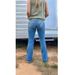 Slim Fit mid Waist Embroidered Slightly Flared Denim Jeans Long Women's Clothing for Spring Autumn Season_mkmklike.com