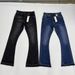High-Waisted Flared Denim Jeans with Distressed Splatter Paint Design Stretch Comfort Black-Gray Blue Streetwear Style_mkmklike.com