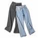 Hot Girl Summer New Fashion Oblique Belt Loose Slim High Waist Wide Leg Straight Jeans Women's Trousers Trend_mkmklike.com