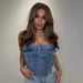 Women's Clothing Street Trend Denim Elastic Chest Button Top_mkmklike.com