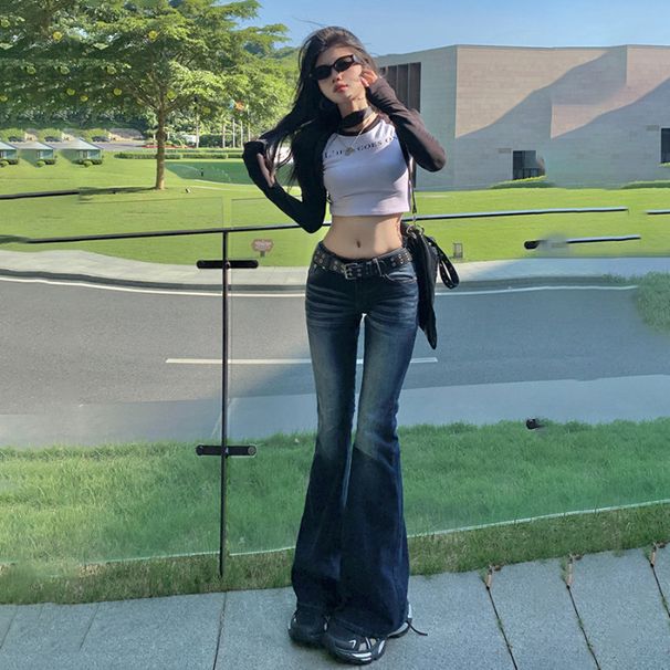 Vintage Low-Rise Flare Jeans For Women – Stretchy Bootcut Denim Pants With Extended Length (XS-XL, Retro Wash)_mkmklike.com