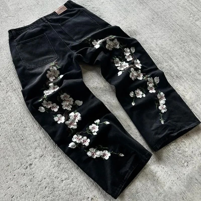 Men's Clothing Cherry Blossom Print Men And Women Spring Casual Trousers Hip Hop Y2K_mkmklike.com