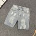Men's Ripped Denim Shorts High Street Ruffian Handsome Beggar Pants Slim-fitting Small Foot Versatile Five-point Pants_mkmklike.com