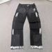 Men's Clothing European And American Style Men's Y2K Patchwork Painted Letter Hot Transfer Straight Leg Jeans_mkmklike.com