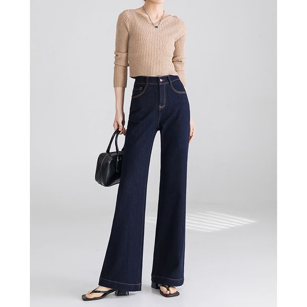 High-waisted Loose-fit Flared Jeans For Women, 2025 New Model, Stretchy, Slimming, Not Tight-fitting, Straight-leg_mkmklike.com