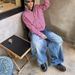 Men's Clothing Men's High Street Style Distressed Jeans Wide Leg Pants Loose Fit High End Floor Length Trousers Trendy Spring_mkmklike.com