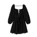 Women's clothing new V-neck long-sleeved hollow backless mini dress_mkmklike.com