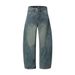 Denim Scimitar Punk Washed Vintage Split Deconstructed Patchwork Trendy High Street Loose Wide-Leg Cargo Long Pants For_mkmklike.com