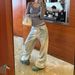 SUNONEONE Women's Light Wash Gradient Denim Jeans Low Waisted Loose Fit Casual Fashion Pants Autumn Style_mkmklike.com