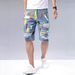 Men's Distressed Denim Shorts Straight Cut Casual Summer Washed Street Style Multiple Washes_mkmklike.com