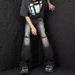 Men's High-Waist Ripped Denim Trousers Summer Fashion Slightly Flared Loose Fit Distressed Jeans High Street Style_mkmklike.com