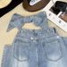 Women's High-Waisted Straight Leg Jeans With Detachable Rhinestone Bow Loose Fitting Wide Leg Denim Casual Solid Color Spring/Autumn_mkmklike.com