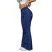 TK182 Women's Dark Blue Stretch Crossover V Waist Slightly Flared Jeans Hip Lifting Flared Pants European American Style Hot Girl_mkmklike.com