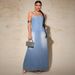 K Plus Size Women's New Denim Camisole Long Dress_mkmklike.com