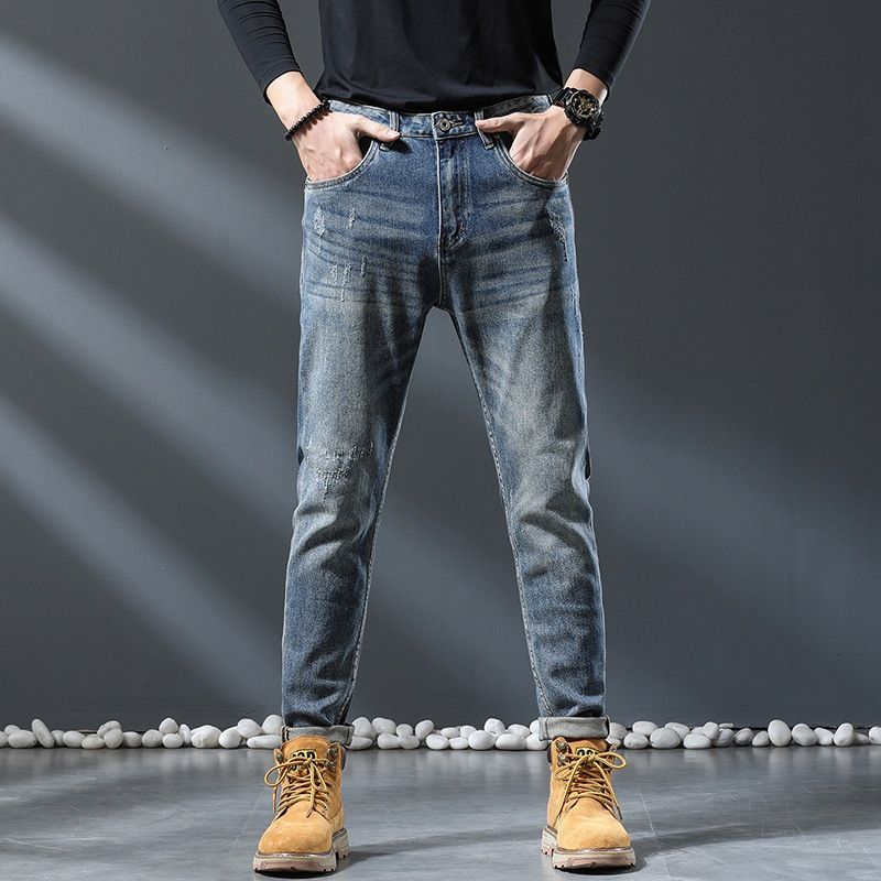 Quality Spring And Summer New Ami Kaji Wind Slim-fit Small Foot Jeans Men's Elastic Fattened Plus Size Retro Men's Pants_mkmklike.com
