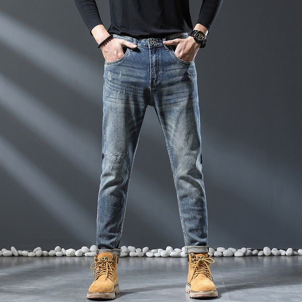 Quality Spring And Summer New Ami Kaji Wind Slim-fit Small Foot Jeans Men's Elastic Fattened Plus Size Retro Men's Pants_mkmklike.com
