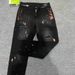 Men's High Street American Vintage Splatter Graffiti Black Jeans - Loose Fit Straight Leg Wide Trousers For Casual Streetwear Vibe_mkmklike.com