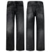 Men's Clothing Men's Textured Black & Gray Whiskered Flared Jeans Low Waist Wide Leg Pants American High Street Fashion Vibe Loose Fit_mkmklike.com