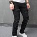 Men's Embroidered Flared Jeans – Slim Fit Black Denim Pants With Vintage Stitching For Retro & Street Style_mkmklike.com
