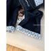 Women's High-Waisted Wide-Leg Jeans – Contrast Cuff & Letter Embroidery, Relaxed Fit Dark Blue Denim Pants (XS-3XL)_mkmklike.com