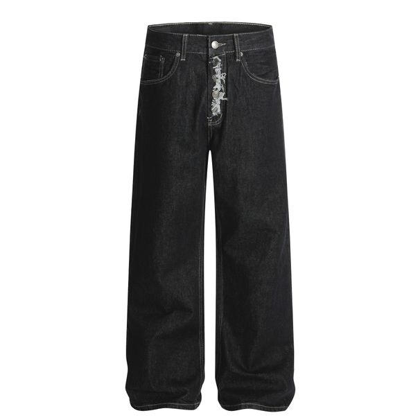 "Vintage American High Street Denim Jeans For Men & Women - Classic Loose Fit With Cowhide Metal Buckle Design"_mkmklike.com