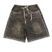 Men's Rhinestone-Embellished Distressed Denim Shorts – Vintage Streetwear (Black/Green, S-2XL) | Retro Hip-Hop Fashion_mkmklike.com