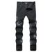 Men's Stretch Denim Jeans With Fashion Print Slim Fit Straight Leg Trousers For Casual Wear_mkmklike.com