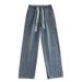 Men's Clothing Jeans Men's Spring New Fashion 2025 Trendy Brand American High Street Loose Straight Casual Wide Leg Long Pants_mkmklike.com