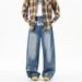 Men's Clothing | American English Printed Jeans Men's Spring And Autumn American Retro Printed Washed Loose Wide Leg Pants_mkmklike.com