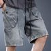 Heavyweight Washed Utility Cargo Shorts – Vintage Industrial Denim With Multi-Pocket Design (Summer Streetwear, Techwear-Inspired Aesthetic)_mkmklike.com